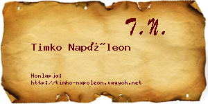 Timko Napóleon névjegykártya